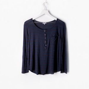 splendid speckled melange stripe snap front henley